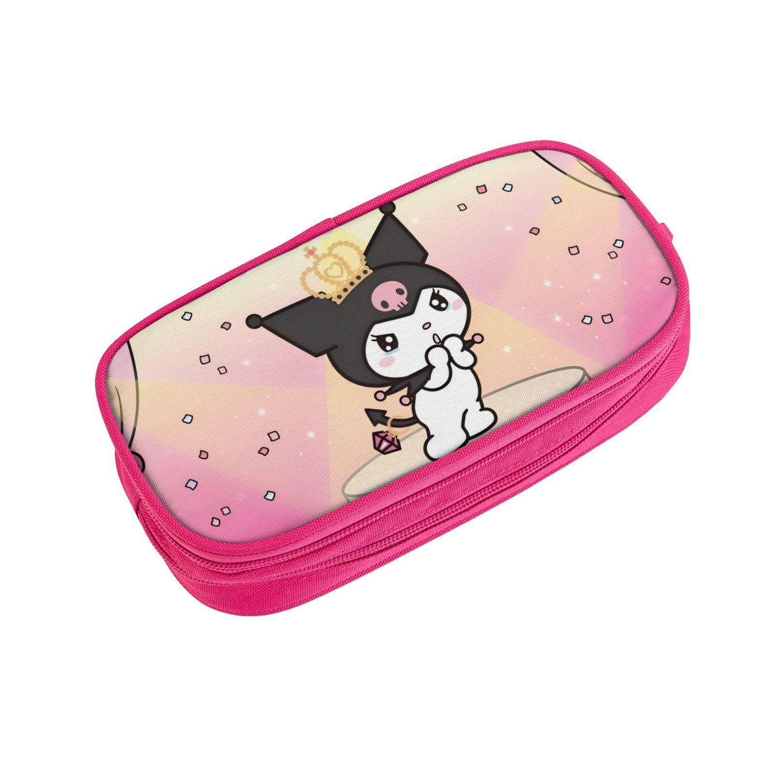 Sanrio Kuromi Pink Double-Layer Pencil Case: Large Capacity Stationery Box for Students