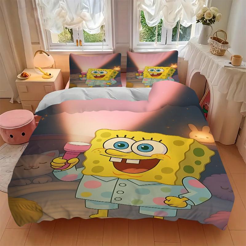 3Pcs Spongebob Pajamas Bedding Sets For All Sizes New 3D Printed Bed Cover Comforter Duvet Cover Pillowcase Bedroom Decoration