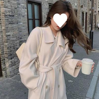 A Mid-length Single-layer Woolen Coat for Women's Autumn Charm
