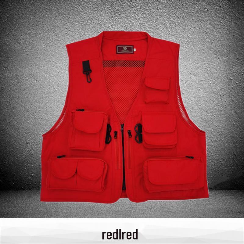 Men's Breathable Multi-Pocket Workwear Vest - Customizable Logo for Outdoor Volunteers