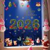 Weihnachts-Glas-Elektrostatik-Sticker | 2026 Neujahr Tannennadel-Fenstersticker Schleife Party-Dekoration Festival-Zubehör