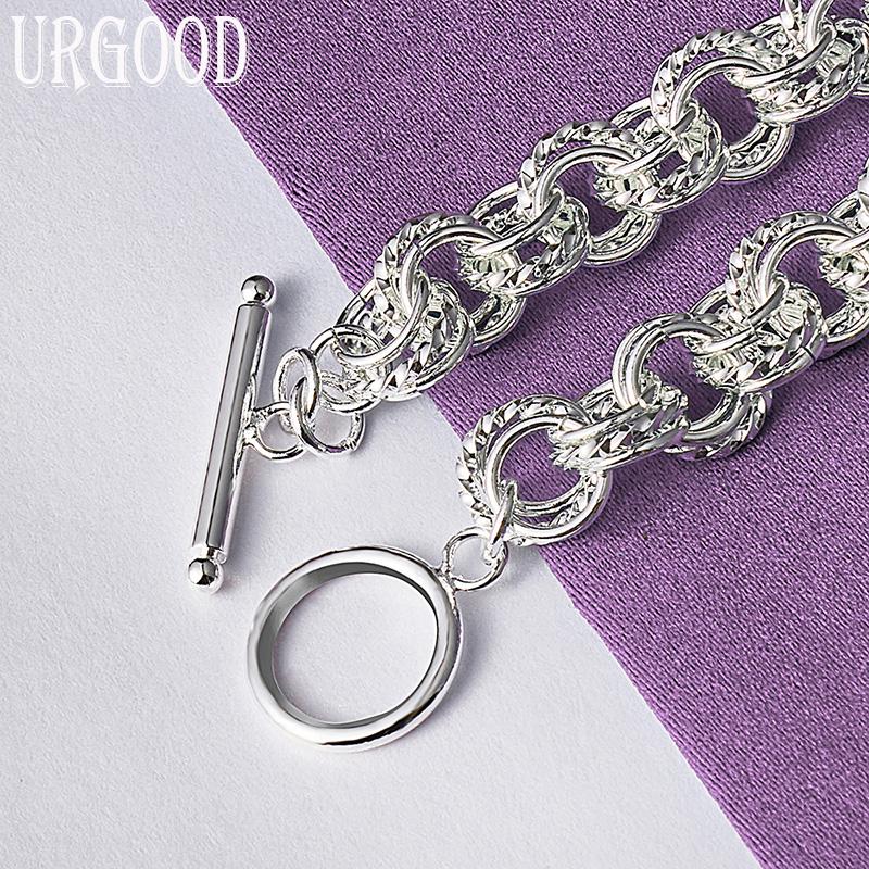 925 Sterling Silver Circle Bracelet Party Gift Jewelry