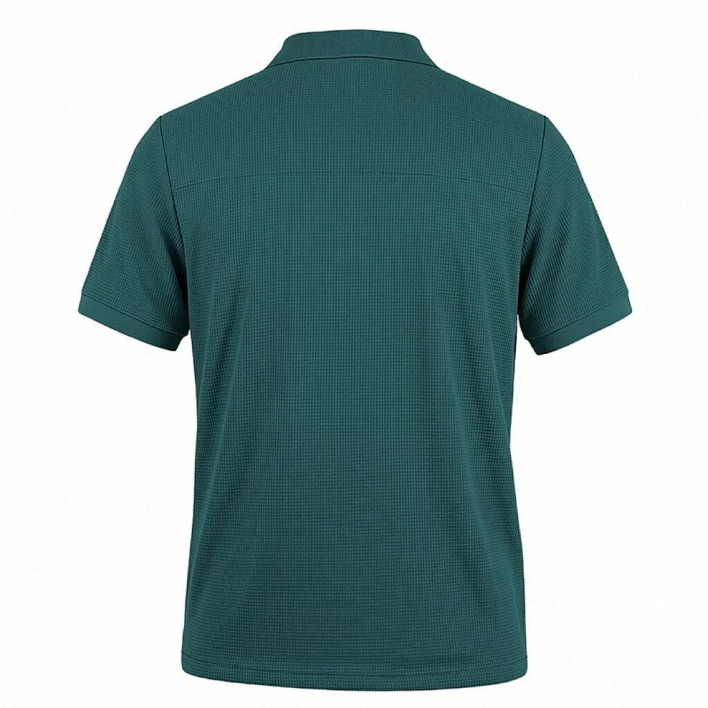 Men's Breathable Waffle Knit Polo Shirt Short Sleeve Button Placket Chest Pocket Loose Fit Summer Tops