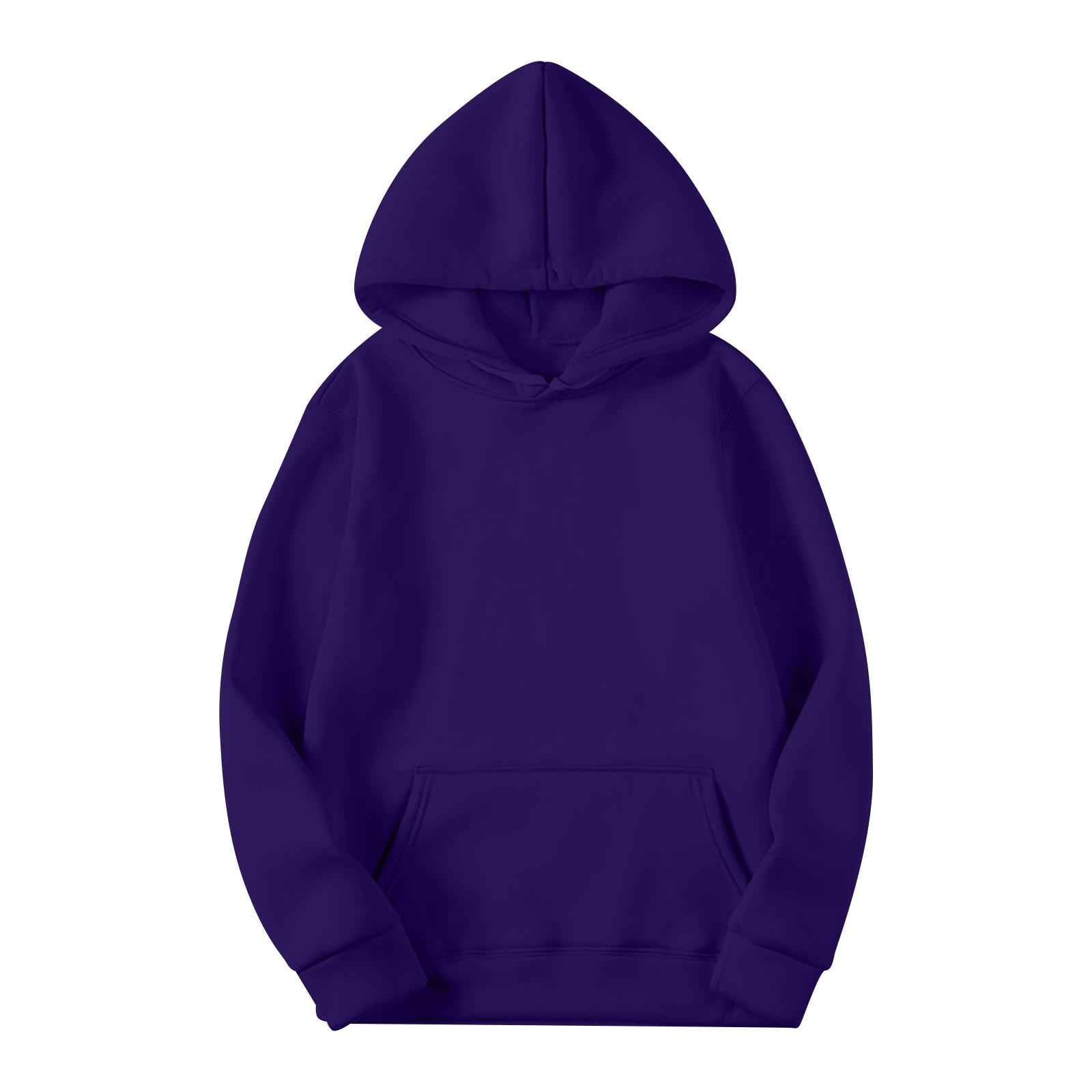 SuJu Heren Casual Los Sweatshirt Kleur Trekkoord Grote Zak Hoodie Sport Sweatshirt M paars