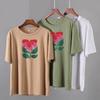 Hirsionsan Harajuku Blommig T-shirt Dam Sommar Chic Goth Kläder Abstrakt handritad grafisk T-shirt Lösa bomull Damöverdelar