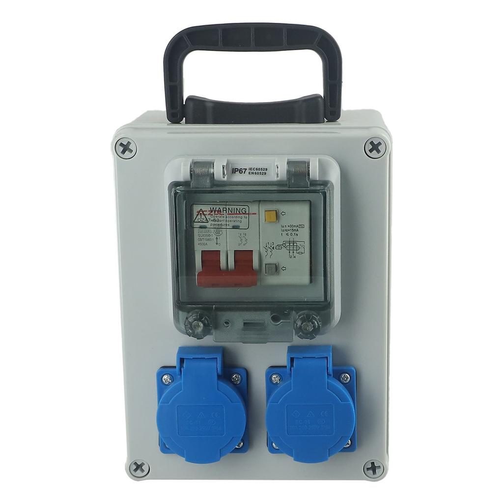Wall Mounted Construction Power Distributor 10A 250V 2P with Switch and Waterproof Connector Suitable for Circuit Protection