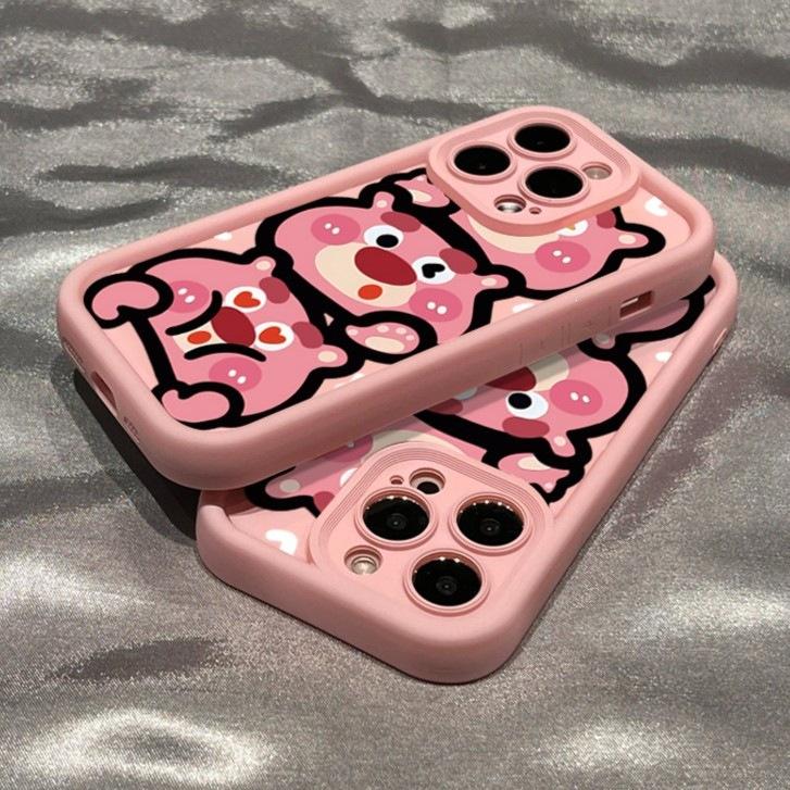 Applicable to iPhone15/16promax mobile phone case 13 Huawei glory Xiaomi red rice ins couple strawberry bear