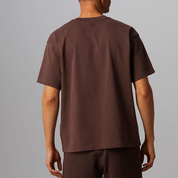 Adidas Originals Clover X Pharrell Williams Solid Color Crew Neck Sports Short Sleeve Tee Unisex Tops Brown HI2956