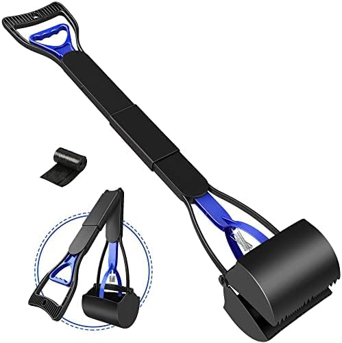 32'' Pooper Scooper for Large Small Dogs, Long Handle Dog Poop Scooper with Waste Bags, Portable Dog Poop Pick Up Tool, Folding Poop Scoop for Yard,