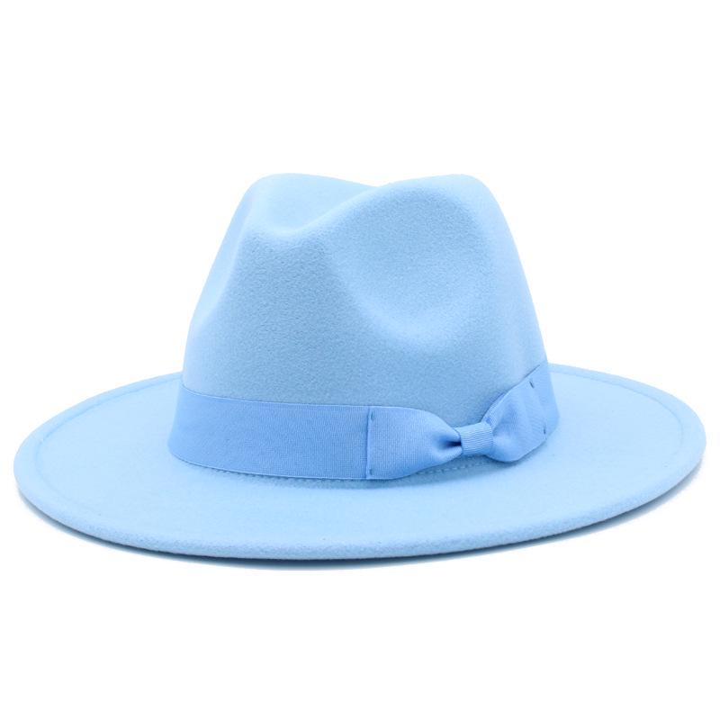 

Федора с широкими полями в европейско-американском стиле с бантом: Модная унисекс джазовая шляпа One Size