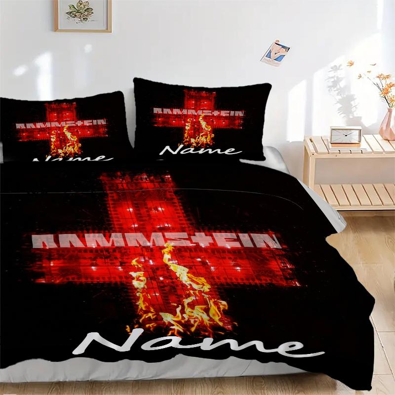 Custom Textile Rammstein Metal Bedding 3 Piece Set HD Print Duvet Cover Pillowcases for Teens Adult Bedroom Decoration