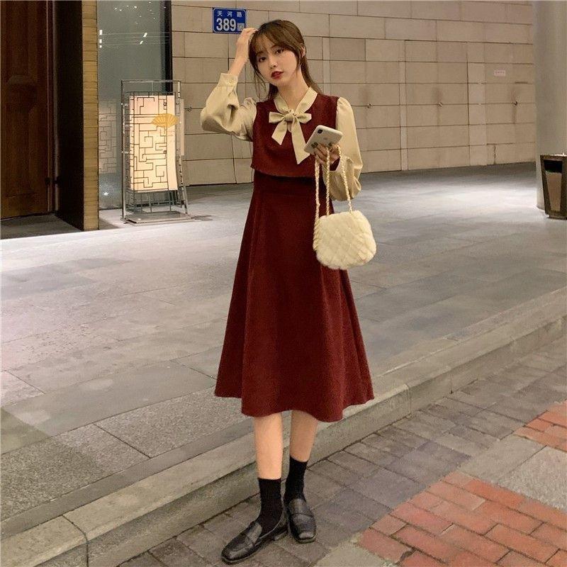 French Retro Temperament Slim Dress Muse Fan Doll Collar Belt First Love Platycodon Dress Fashion Hepburn Style