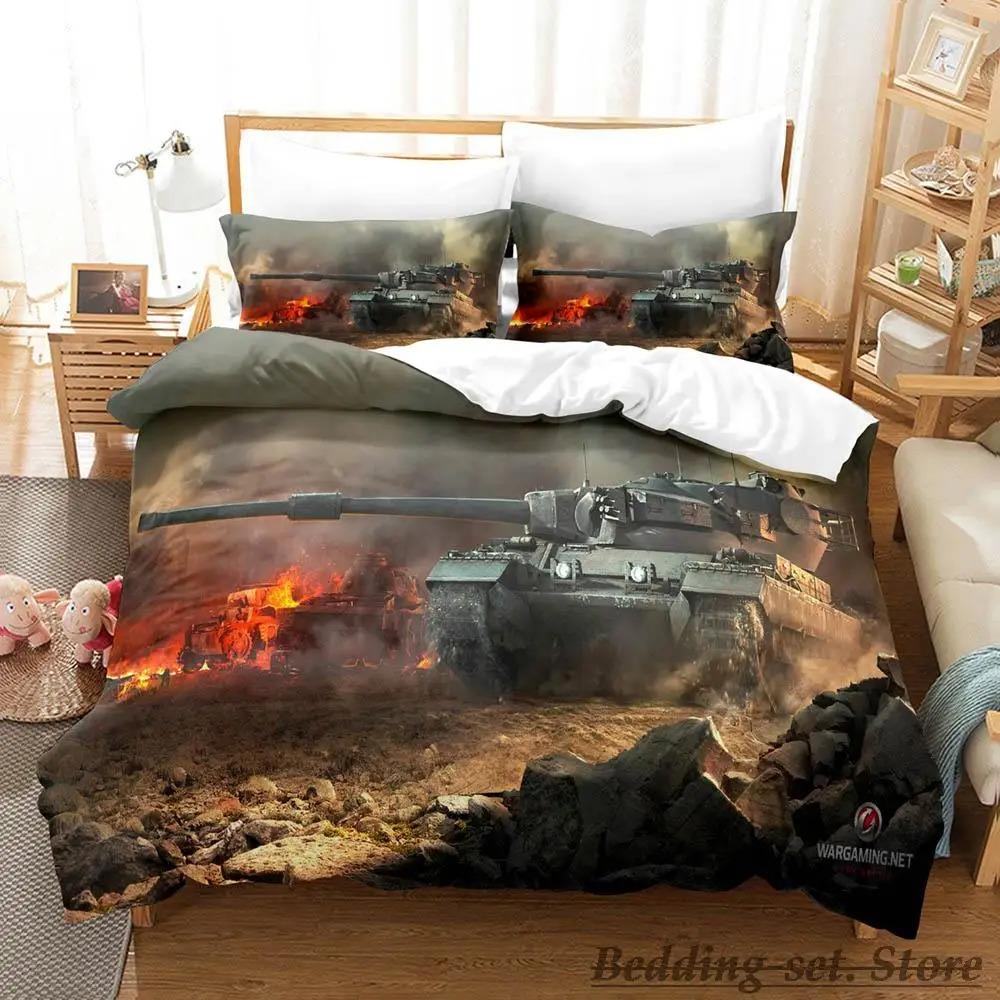 Game World Of Tanks Bedding Set Single Twin Full Queen King Size Bed Set Adult Kid Bedroom Duvetcover Sets Anime Bed Tool