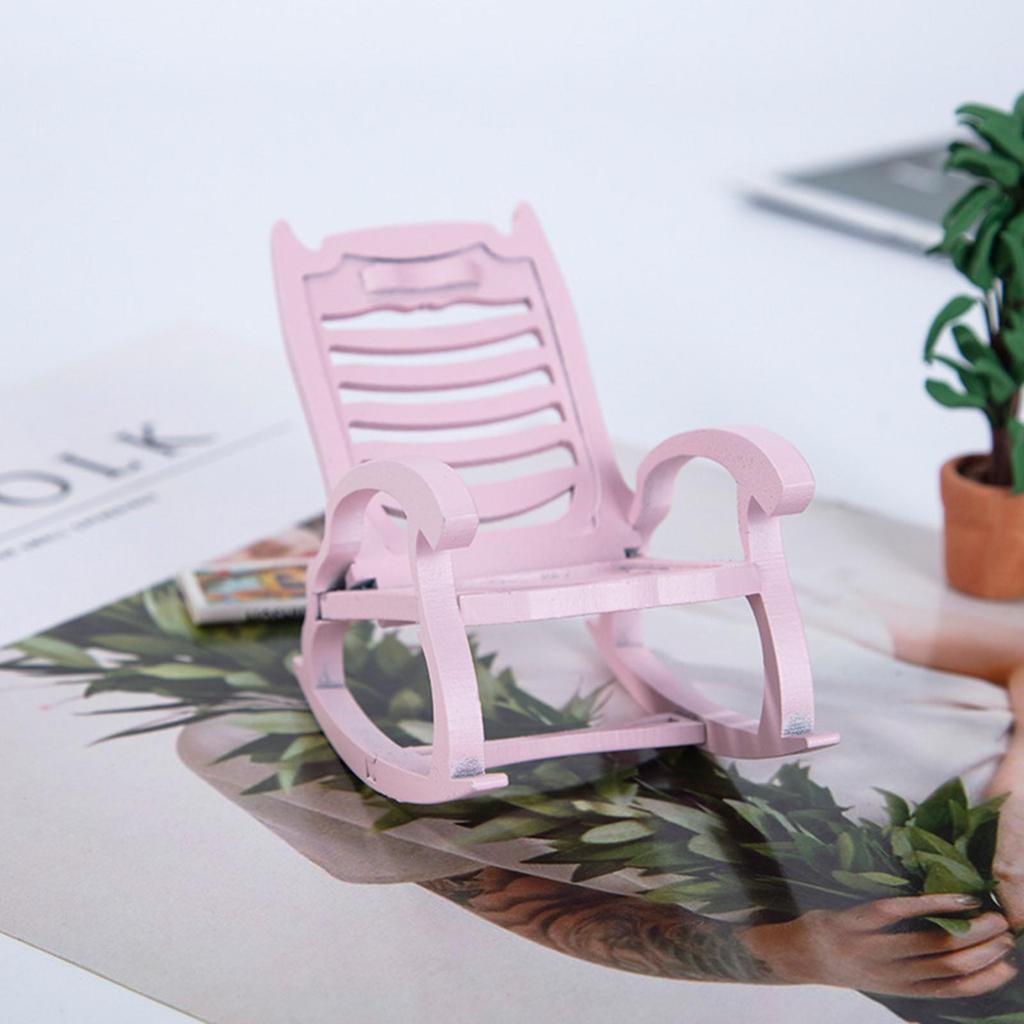 1/12 Miniature Furniture Toys Wooden Rocking Garden Miniature Decoration home Ornaments