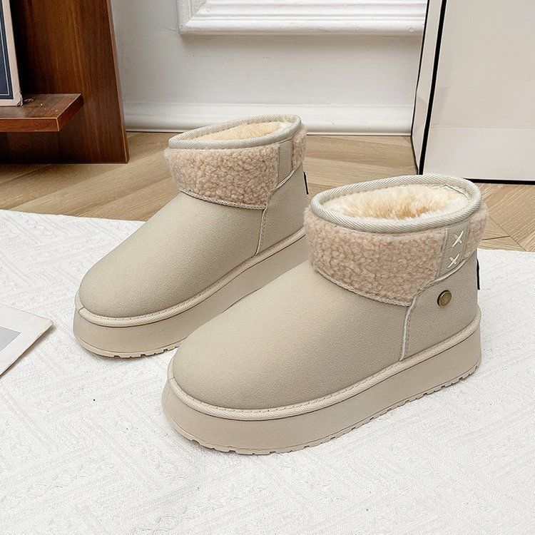 Winter Snow Boots Women's 2025 New Korean Version Velvet Short Tube Thick-soled Short Boots Female Students Fashion Warm Cotton Boots