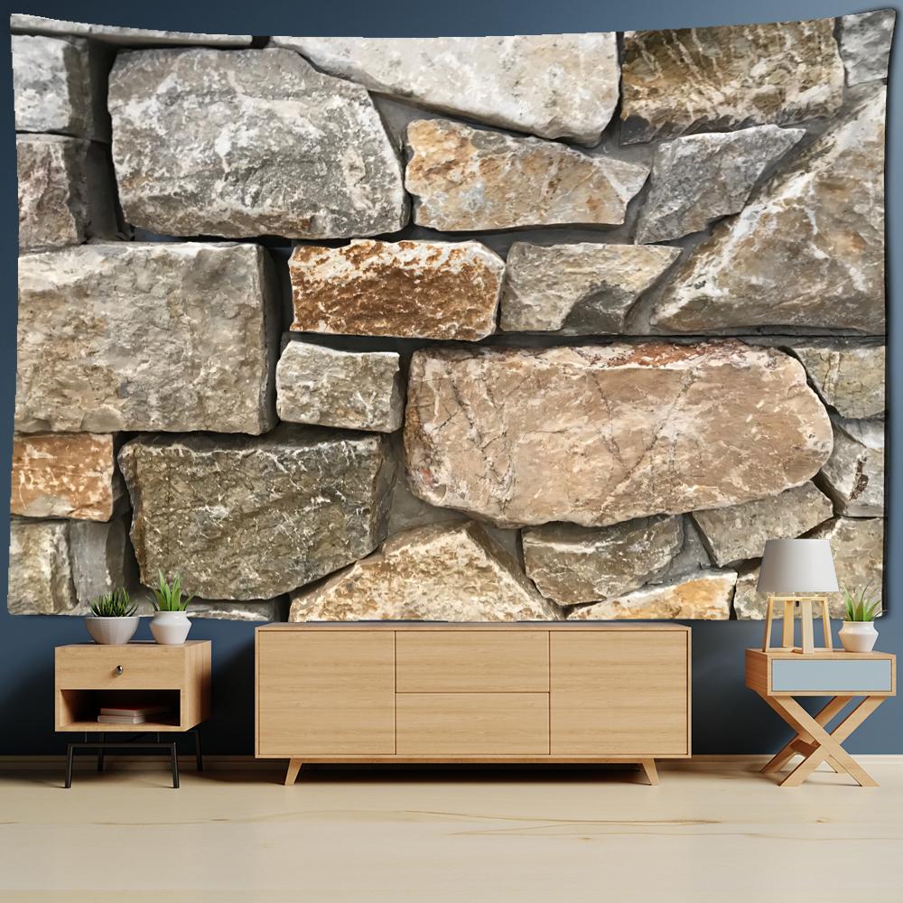 Szary Duży Kamień Gobelin Wiszący na Ścianie Sztuka Abstrakcyjna Hippie Tapiz Tajemniczy Estetyczny Pokój Dzienny Wystrój Domu