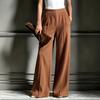 Lässige Damen-Hose mit weitem Bein und Taschen, Gerippte Strickhose in Farbe für Alltagsoutfits