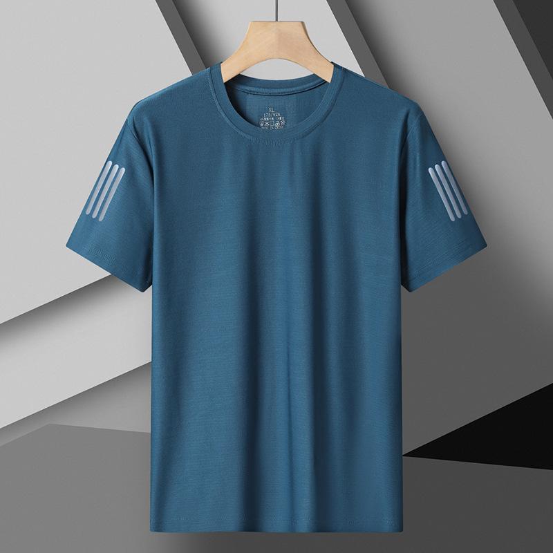 Ice Silk T-shirt Sports Running Fitness Quick-drying Breathable Large Size Outdoor Short-sleeved T-shirt