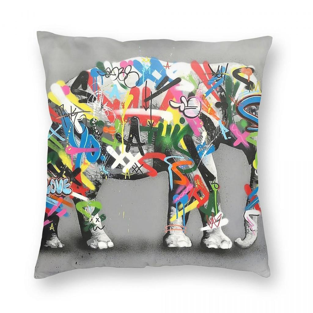 Elephant Martin Whatson Urban Square Pillowcase Polyester Linen Velvet Pattern Zip Decor Throw Pillow Case Sofa Seater Case