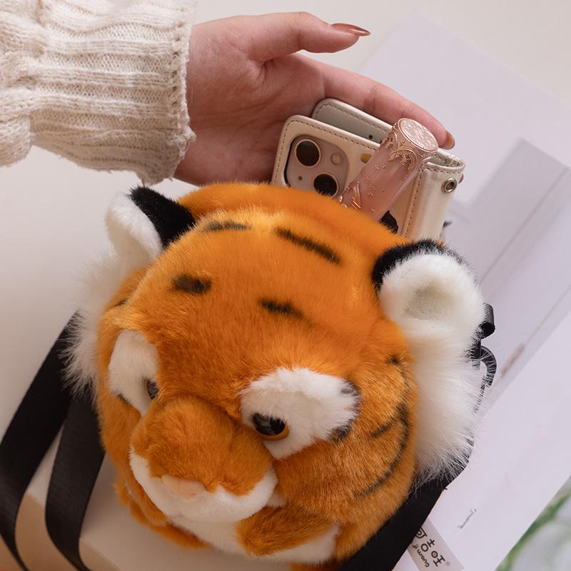 Tiger Plush Backpack Simulation Tiger Stuffed Doll Crossbody Bag Soft Animal Themed Travel Bag For Kids  Decor Toy Birthday Gift