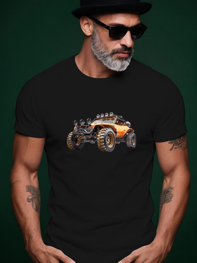 4x4 Off-Road Buggy Graphic Tshirt - Black Casual Summer T...