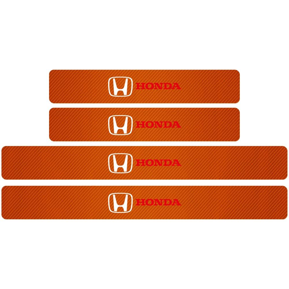 Dncr6 4Pcs Carbon Fiber Car Door Threshold Sill Sticker Badge For Honda Mugen Typer ACCORD Airwave Avancier Civic INSPIRE GK5 CRV XRV