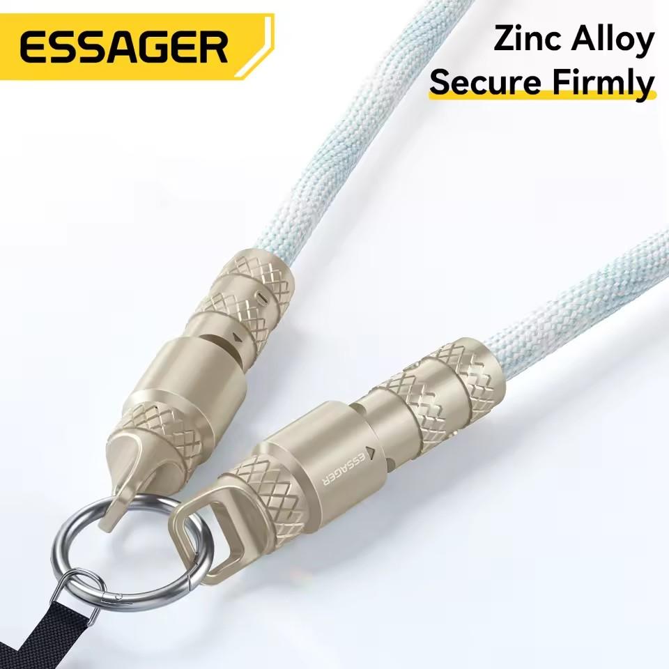 Essager 2 In 1 Type-C C To Type-C Fast Charging Cable Data Cord with Neck Straps Lanyard 60W PD Cable For iPhone Samsung Huawei