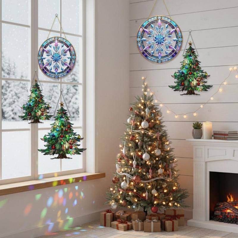 Dekorativ Knäckfri Akryl Solfångare Julgran/Snöflinga Prydnad Året Runt Heminredning