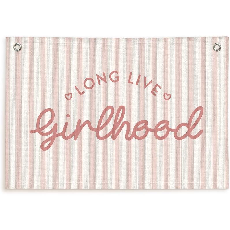 Lacama Long Live Boyhood Linen Banner,Vintage Boy Room Toddler Decor,Boy Bedroom Wall Hanging Banner Pennant Flag Decor for Nursery Playroom,12.4x14