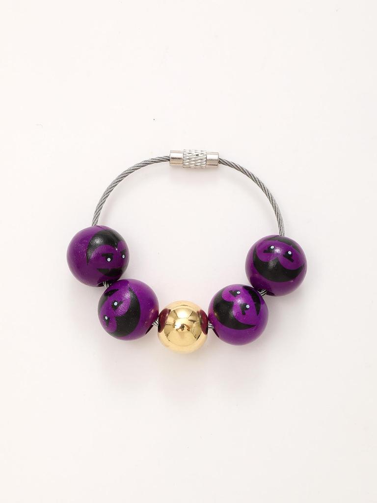 Independence Day & Halloween Sports Style Wooden Bead Keychain Bracelet