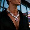 American Popular Hip-hop Street Full of Diamonds, Niche Mesh Basketball Frame Pendant Necklace, Personalized Cuban Necklace