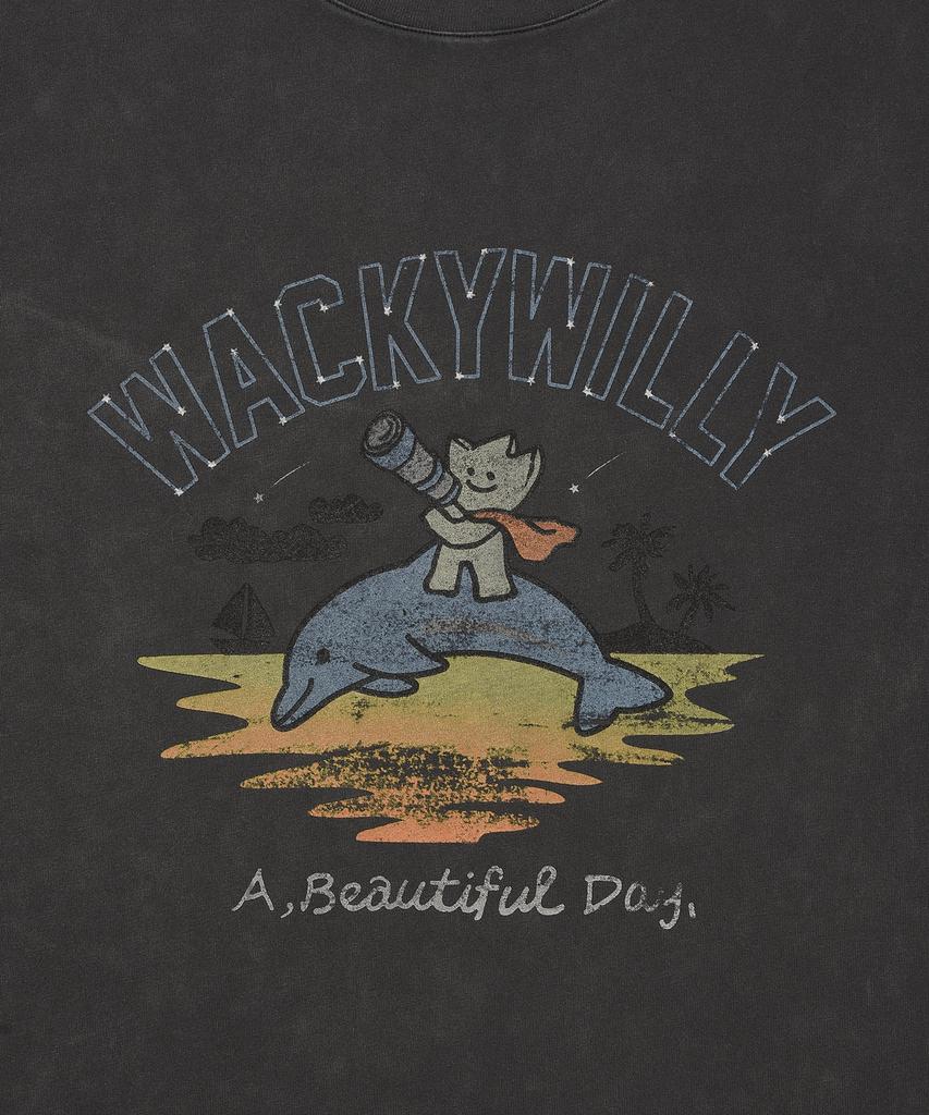 WACKY WILLY Kiki And Dolphin Graphic Short Sleeve T-Shirt Charcoal