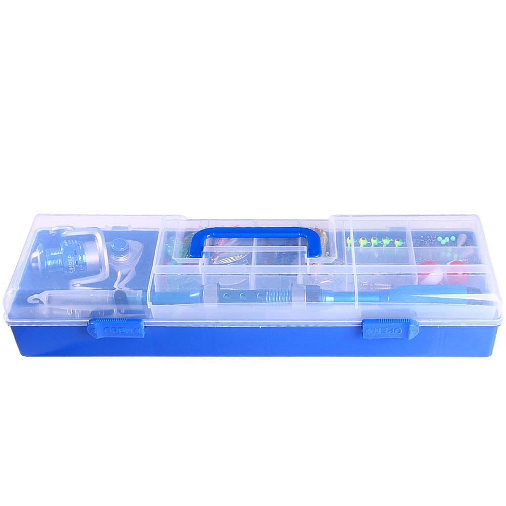 Sada rybářských náčiní, krabička na rybářské návnady, příslušenství na pruty, kovové jigové náčiní, lžíce, příslušenství s krabičkou na okouny a štiky, klika