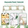 1pc Jungle Animal Plastic Tablecloth Palm Leaves Backdrop Jungle Safari Wild One Kids Birthday Party Decoration Table Cover