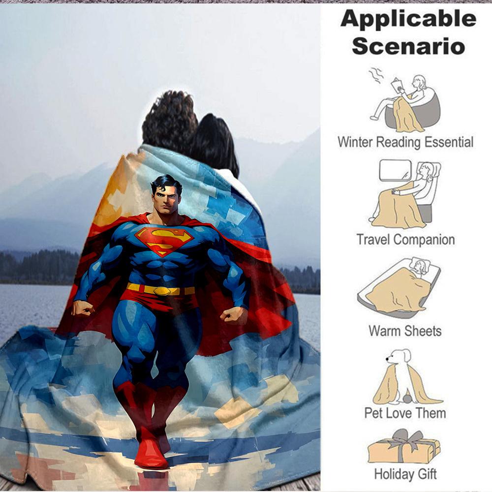 1pc Superman Flannel Throw Blanket Soft, Warm & Cozy for Couch, Bed, Office, and Travel Versatile All Season Gift, Christmas Present