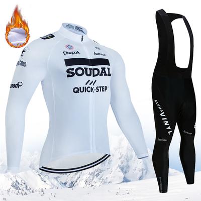 QUICK STEP 2024 Nuevo traje de ciclismo de invierno para hombre, ropa de ciclismo de montaña de manga larga con forro polar para exteriores, conjunto de traje de ciclismo para exteriores