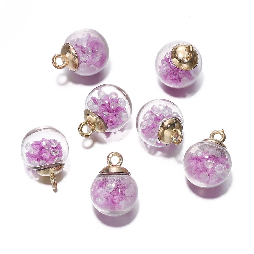 10Pcs Charms Luminous Transparent Glass Ball 16mm Pendants Crafts for DIY Earrings Necklace Jewelry Making Findings Accessories