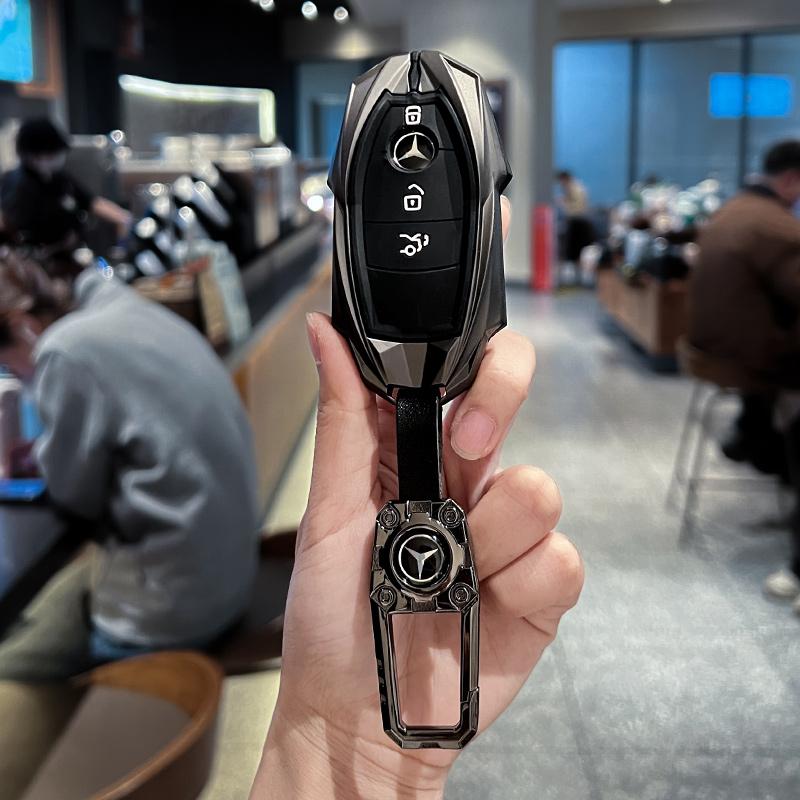 QOK3   For Mercedes-Benz C260L key cover, 25 models, E300 car, A200, men and women, high-end feeling, GLB220 shell buckle, Gla bag, Glc