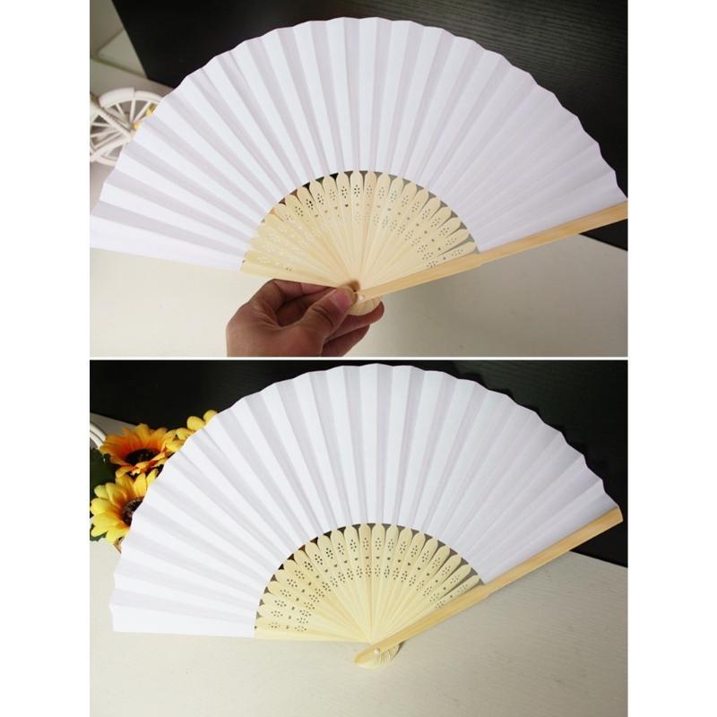 Pack of 10 Chinese Plain Paper Fan White Painting Folding Fan for Art and Crafts
