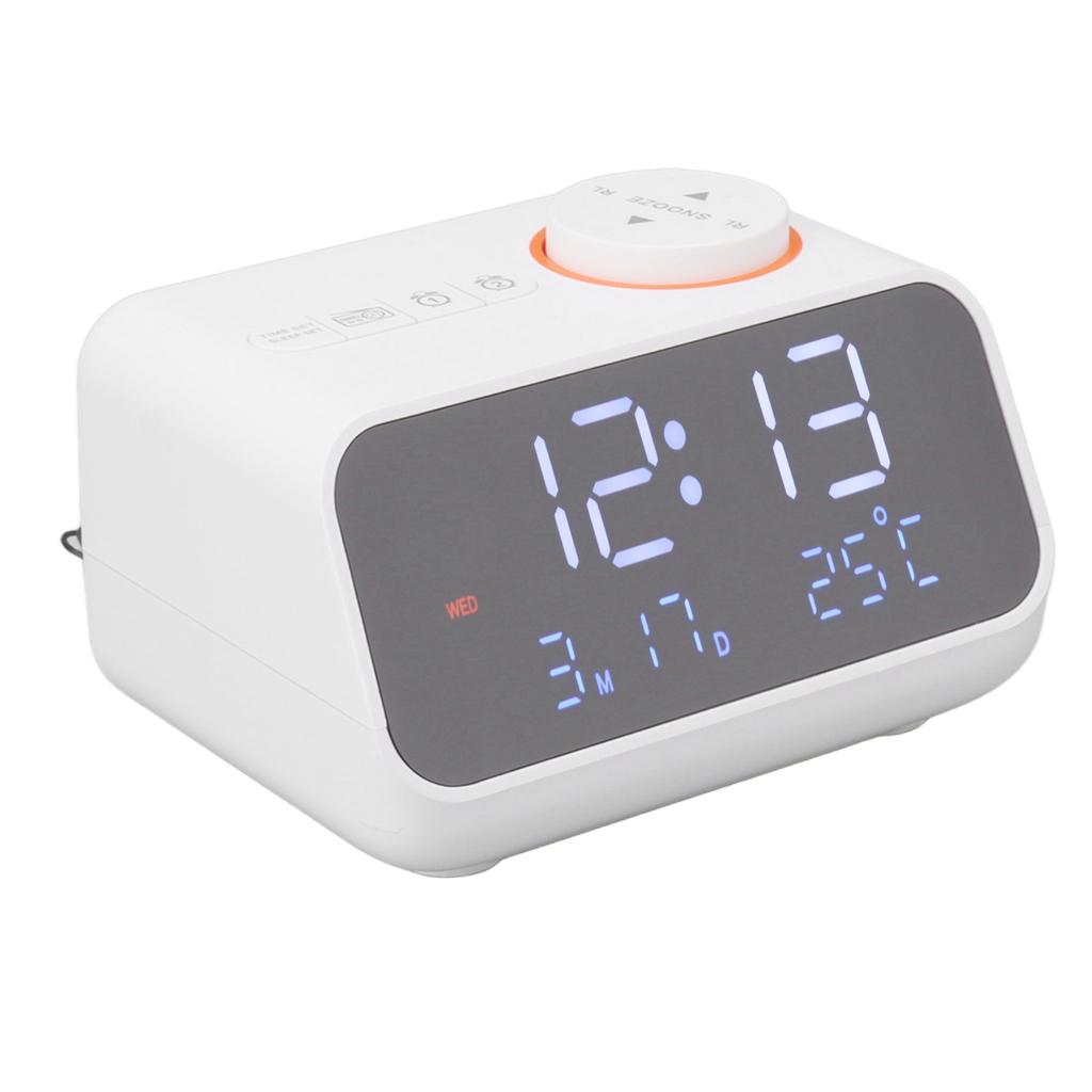 Alarm Clock Radio LED Digital Alarm Clock with FM Radio Music Temperature Humidity Display for Home