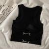 Spicy Girl Backless Camisole with Chest Pads - Round Neck Sleeveless Top for Women