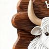 Key Holder For Wall 2D Flat Cow Key Rack With 4 Hooks Wood Bathroom Coat Hook For Hallway Bathroom Kitchen Closet Living Room