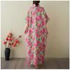 Women's Vintage Long Dress with Cotton and Linen Patterns