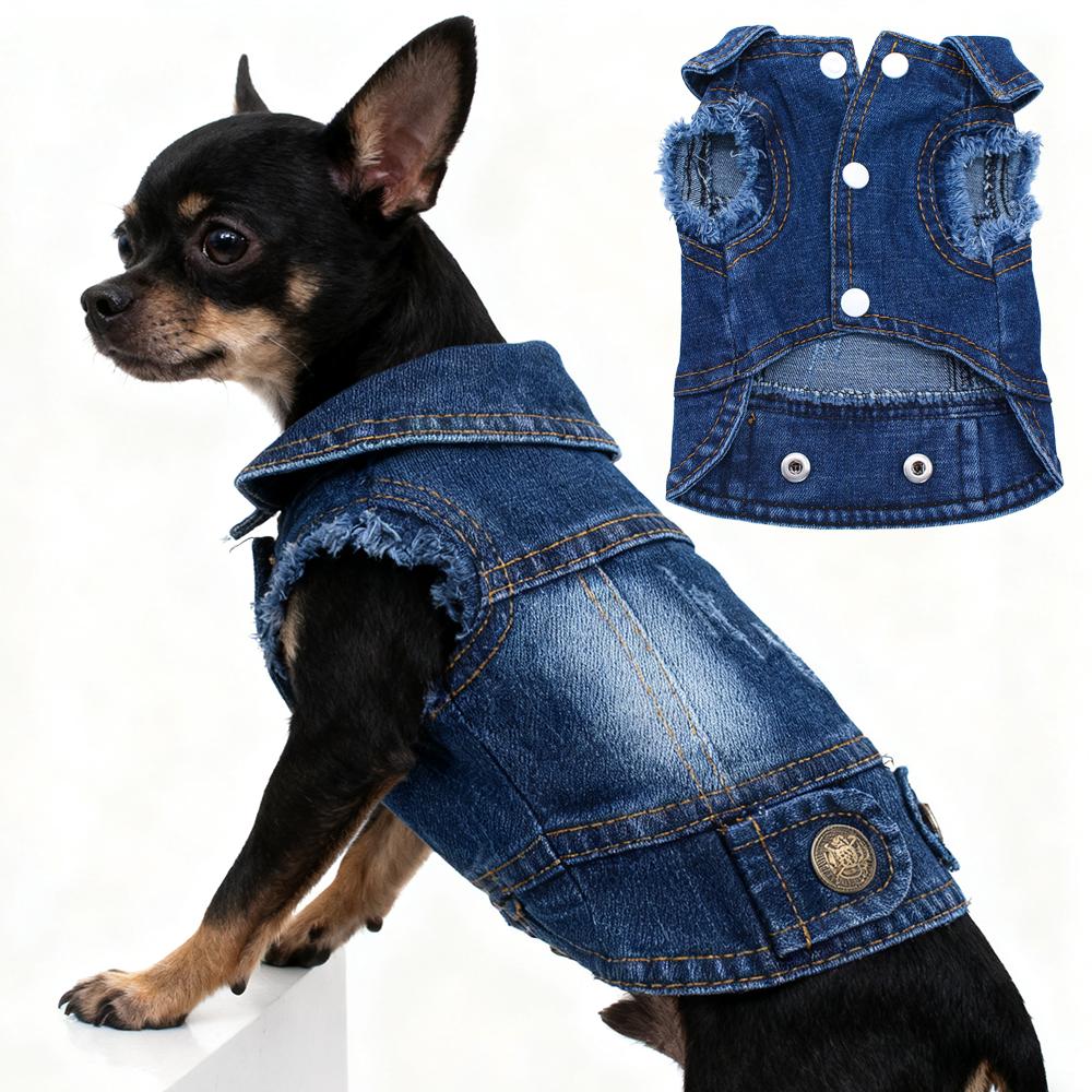 Spring Fashion Denim Dog Jacket, Classical Puppy Clothes for Small Dogs, Chihuahua Jeans, Personalized Pet Costume, 2026