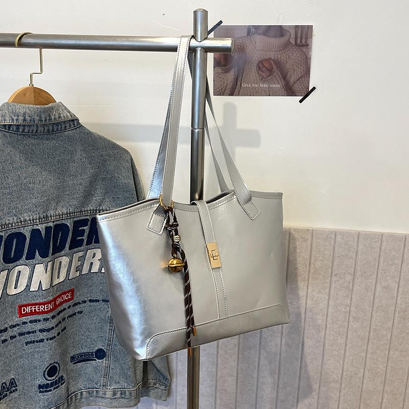 Trendy Black White Silver Coffee Tote Bag For Women With Unique Casual Design