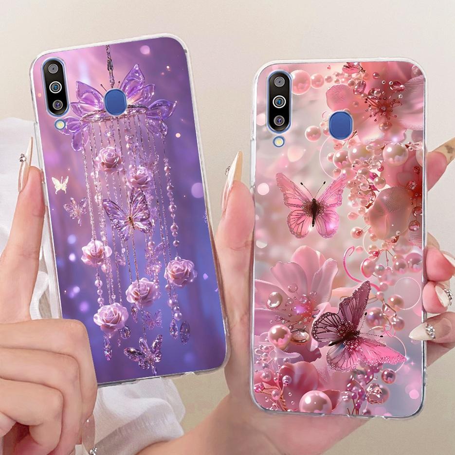 For Samsung Galaxy M10 M20 M30 Case Luxury Butterfly Tree Painted Cover Soft Slim Phone Case For Samsung M10 M20 M30 Fundas Bags