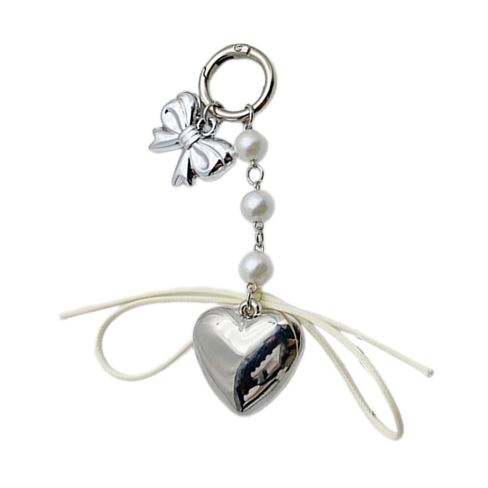 

Love Heart Keychain Stylish Bag Pendant Cute Bag Charm Alloy Material Fashion Accessory Perfect Gift for Women and Girls белый