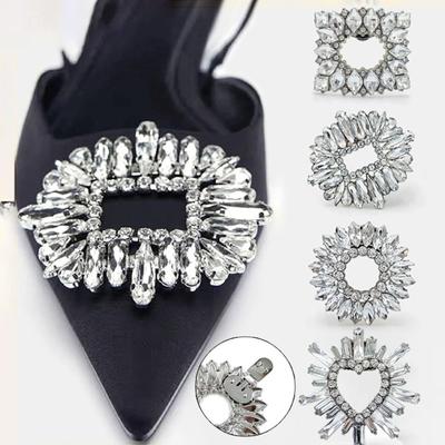 Wedding Bride Shoe Decorations Clip Glass Crystal High Heel Shiny Clips Removable Rhinestone Buckle Decorative Women