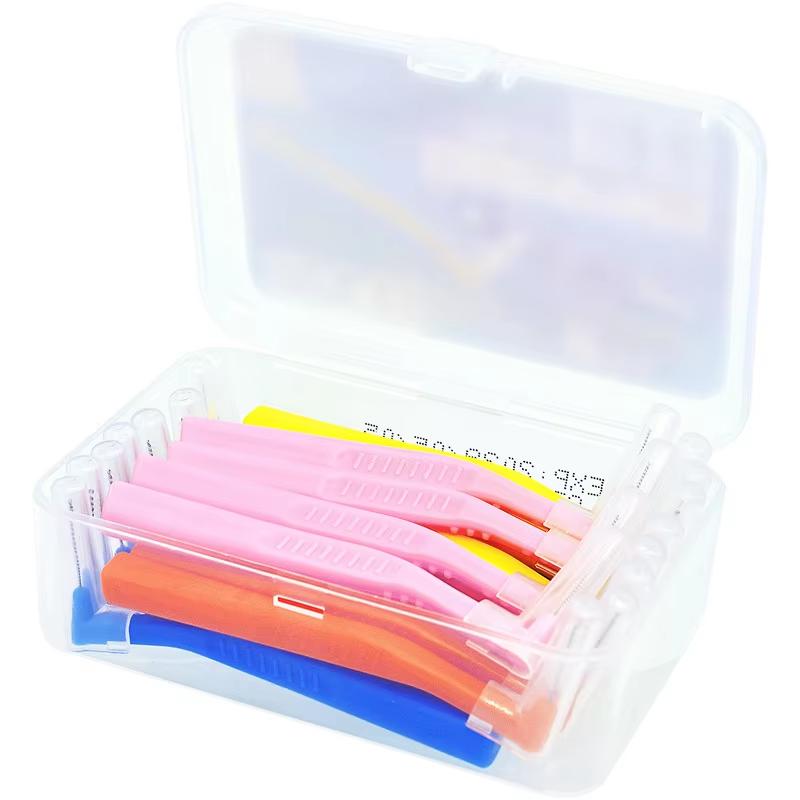 20Pcs Push-Pull Interdental Brush L-Type For Orthodontic Braces Micro Soft Brush Brackets Cleaning Toothpick