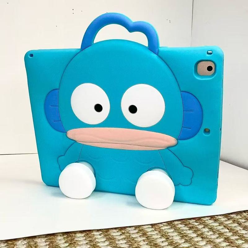 Sanrio 3D Cartoon Frog Fish Bracket Silicone Tablet Case For IPad A16 Air 2 3 4 5 6 10.9 Mini 6 7 Pro 11 9 8 7 10 11 12th 2026 Generation Case